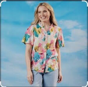 Kaktus Floral Balloon Sleeve Blouse